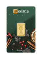 Baird & Co 5g Gold Minted Bar Christmas Packaging
